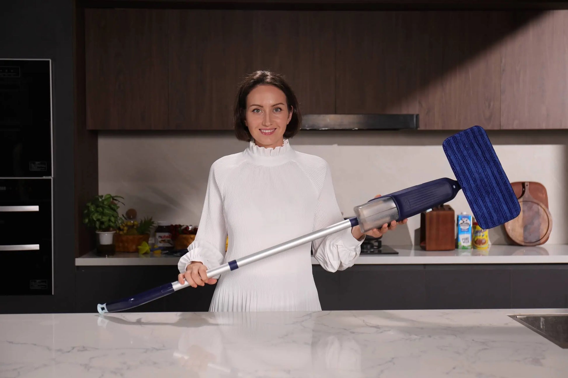 Double Bottle Spray Mop Series - Enspoway Dust Floor Mop with Washable Pads x3 for Wet Dry Home Bathroom Office Commercial for Hardwood Laminate Wood Marble Tiles Ceramic Floor Cleaning