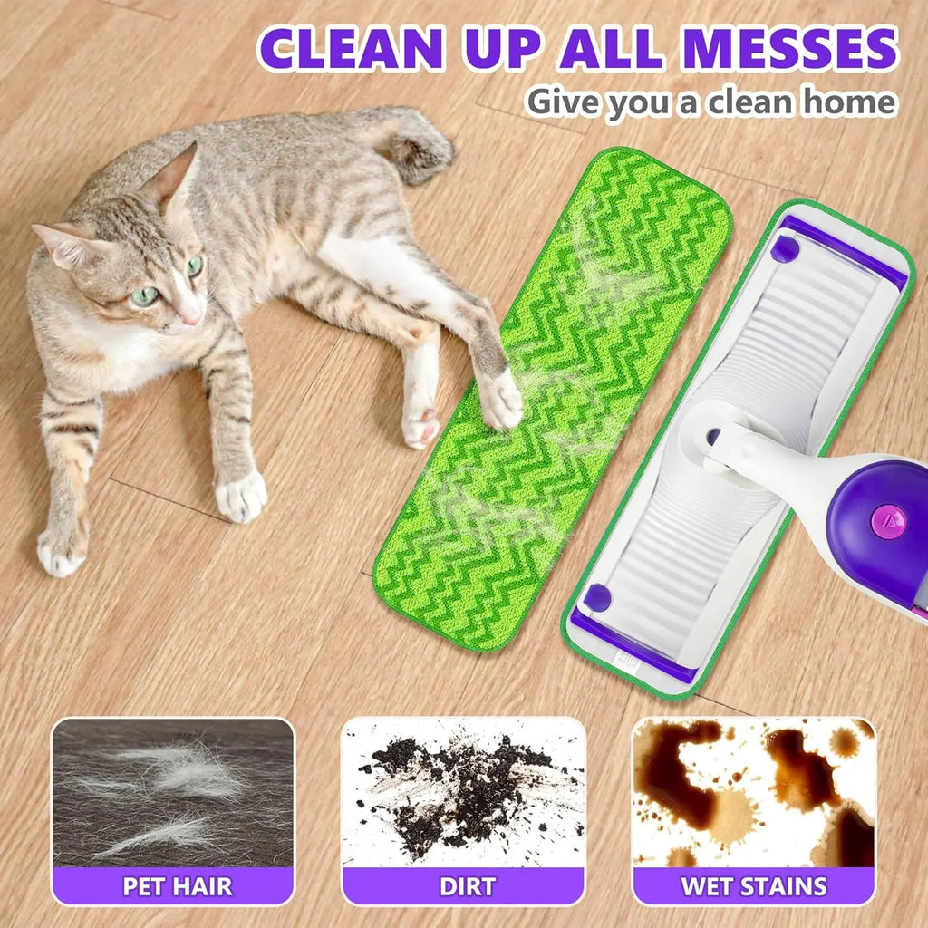 Reusable Mop Pads Compatible with Swiffer PowerMop - 6 Pack Microfiber Washable Mopping Pads for 13" 14" 15" Power Mop Multi-Surface Wood Floor Cleaning, Green