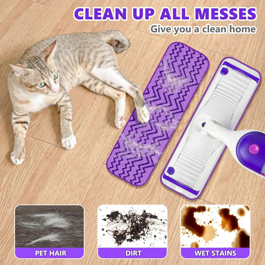Reusable Mop Pads Compatible with Swiffer PowerMop - 6 Pack Microfiber Washable Mopping Pads for 13" 14" 15" Power Mop Multi-Surface Wood Floor Cleaning, Purple