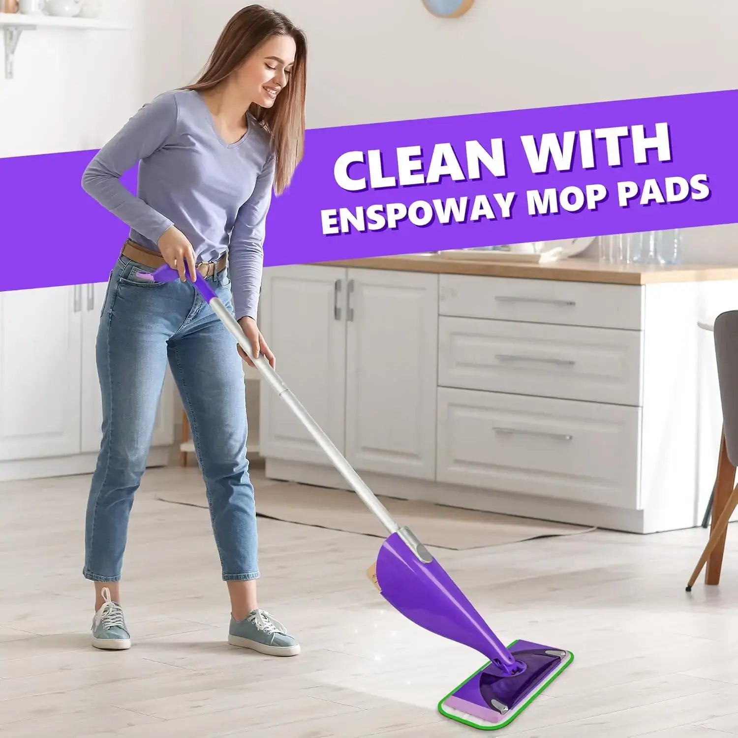 6 Reusable Mop Pads Compatible with Swiffer Wet Jet Mops, Microfiber Wet Jet Pads Refills Washable Dry Wet Mopping Cloths for Swiffer WetJet 12" Mop All Purpose Hardwood Floor Cleaning, Green