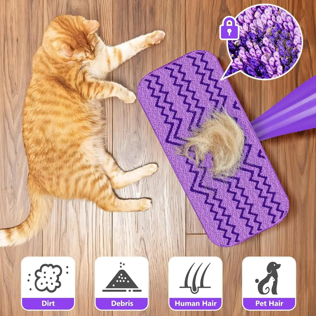 6 Pack Reusable Mop Pads Compatible with Swiffer Wet Jet Mops, Microfiber Wet Jet Pads Refills Washable Dry Wet Mopping Cloths for Swiffer WetJet 12" Mop All Purpose Hardwood Floor Cleaning, Purple
