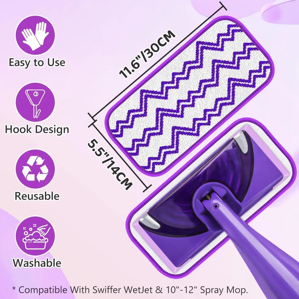 7 Pack Reusable Mop Pads Compatible with Swiffer Wet Jet- Thick Wet Pads Refills Microfiber WetJet Refills Washable Dry Mopping Cloths for Swiffer Wetjet 12" Spray Mop Wood Floor Cleaning