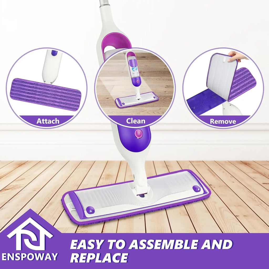 Reusable Mop Refills Pads for Swiffer PowerMop, 4 Pack Power Mop Refill Pads Microfiber PowerMop Pads Washable 15” Wet Pads Mopping Cloths for Multi-Surface & All Types of Floors, Purple