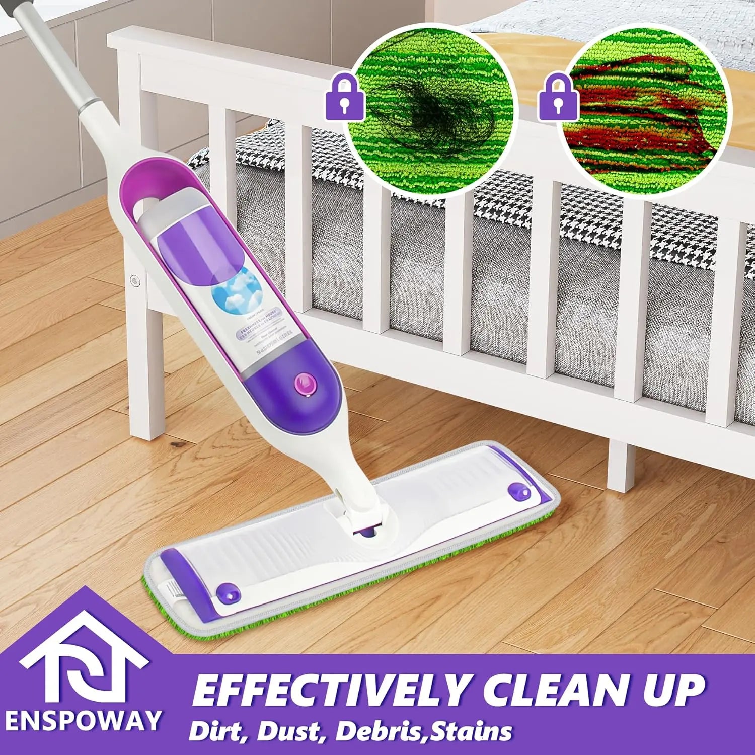 Swiffer PowerMop Washable Microfiber Refills, 4-Pack, 15' Wet Mopping Cloths for Multi-Surface Floors, Green