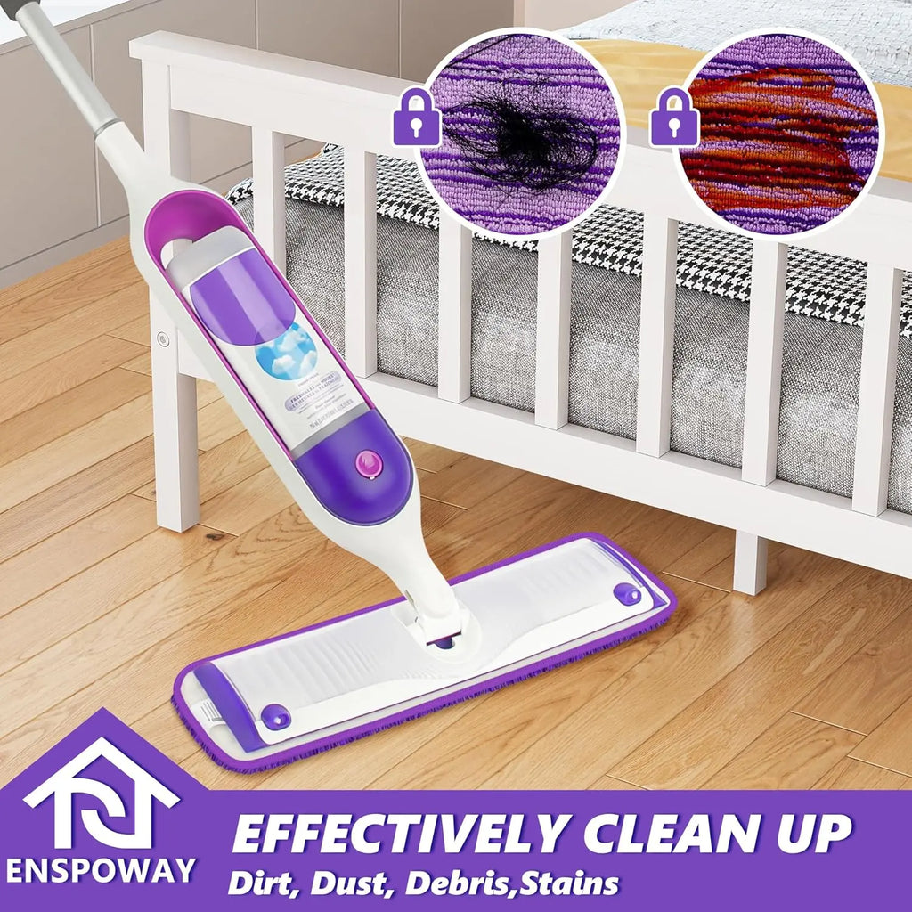 Reusable Mop Refills Pads for Swiffer PowerMop, 4 Pack Power Mop Refill Pads Microfiber PowerMop Pads Washable 15” Wet Pads Mopping Cloths for Multi-Surface & All Types of Floors, Purple