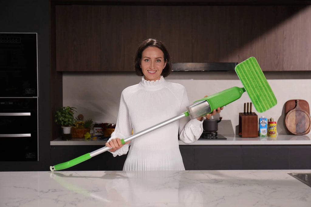 Double Bottle Spray Mop Series - Enspoway Dust Floor Mop with Washable Pads x3 for Wet Dry Home Bathroom Office Commercial for Hardwood Laminate Wood Marble Tiles Ceramic Floor Cleaning