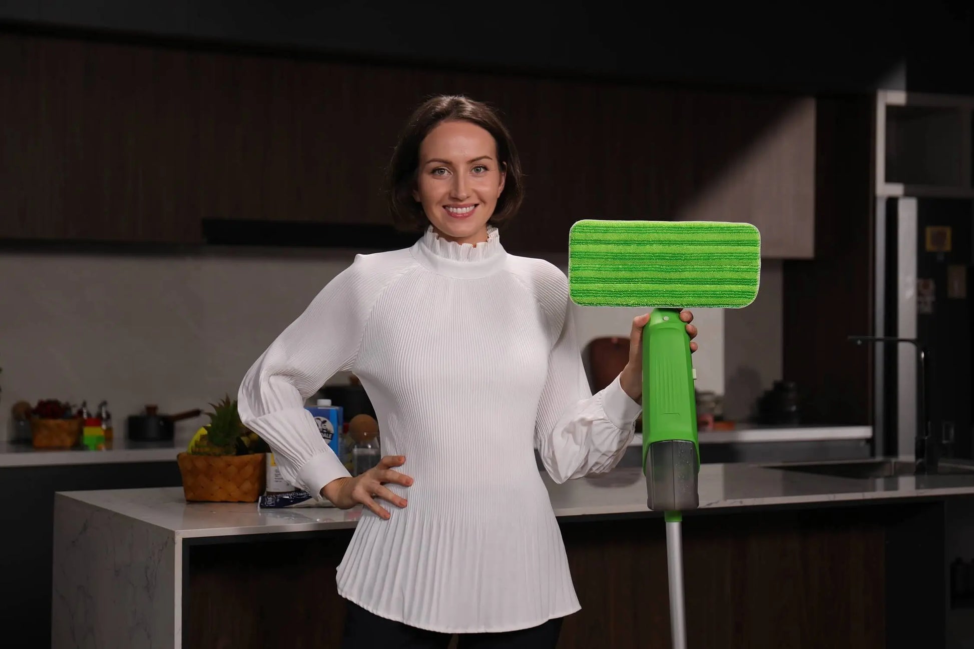 Double Bottle Spray Mop Series - Enspoway Dust Floor Mop with Washable Pads x3 for Wet Dry Home Bathroom Office Commercial for Hardwood Laminate Wood Marble Tiles Ceramic Floor Cleaning