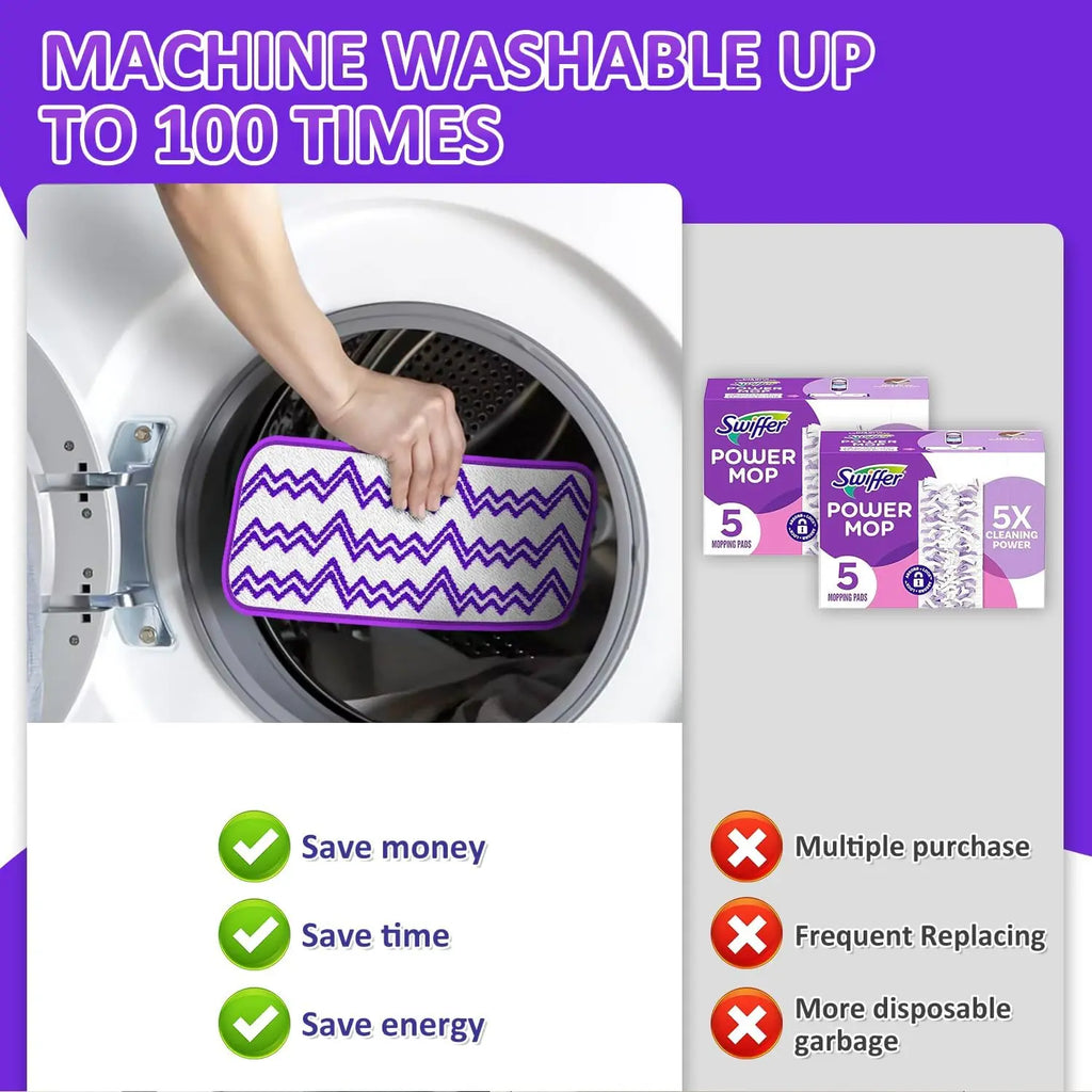 7 Pack Reusable Mop Refills for Swiffer PowerMop, Thickened Power Mop Pads Microfiber PowerMop Refills Washable 15” Wet Pads Mopping Cloths for Multi-Surface & All Types of Floors