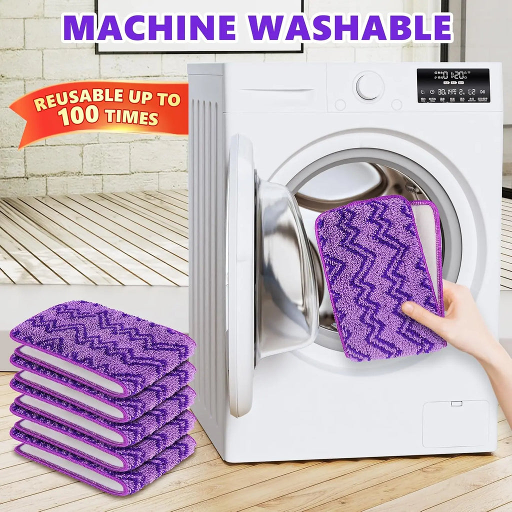Reusable Mop Pads Compatible with Swiffer PowerMop - 6 Pack Microfiber Washable Mopping Pads for 13" 14" 15" Power Mop Multi-Surface Wood Floor Cleaning, Purple