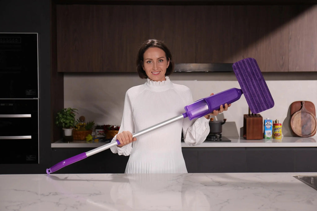 Double Bottle Spray Mop Series - Enspoway Dust Floor Mop with Washable Pads x3 for Wet Dry Home Bathroom Office Commercial for Hardwood Laminate Wood Marble Tiles Ceramic Floor Cleaning