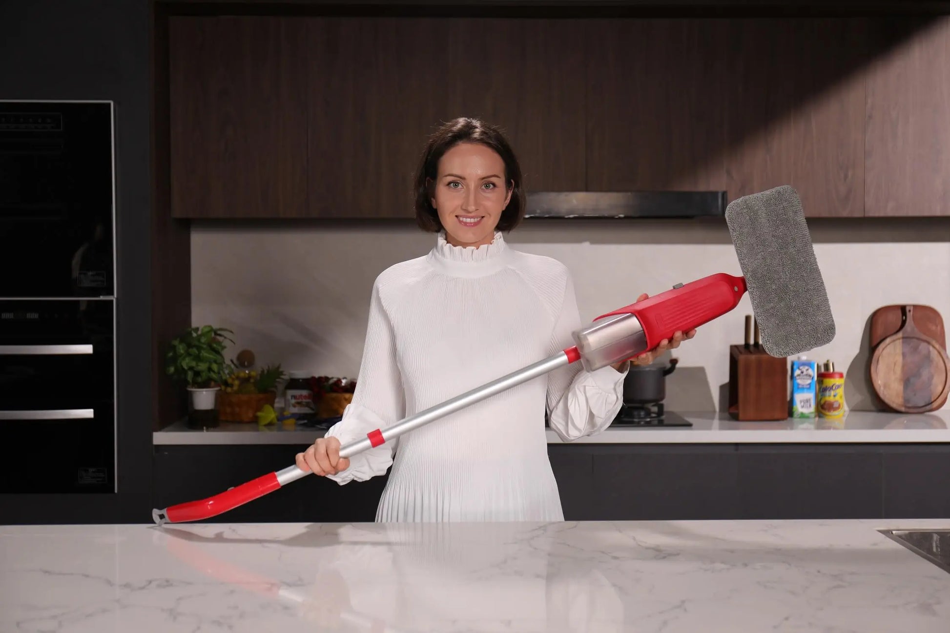 Double Bottle Spray Mop Series - Enspoway Dust Floor Mop with Washable Pads x3 for Wet Dry Home Bathroom Office Commercial for Hardwood Laminate Wood Marble Tiles Ceramic Floor Cleaning