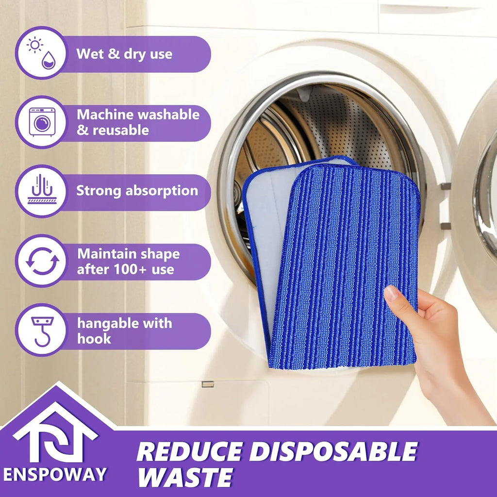 Reusable Mop Refills Pads for Swiffer PowerMop, 4 Pack Power Mop Refill Pads Microfiber Power Mop Pads Washable 15” Wet Pads Mopping Cloths for Multi-Surface & All Types of Floors, Blue