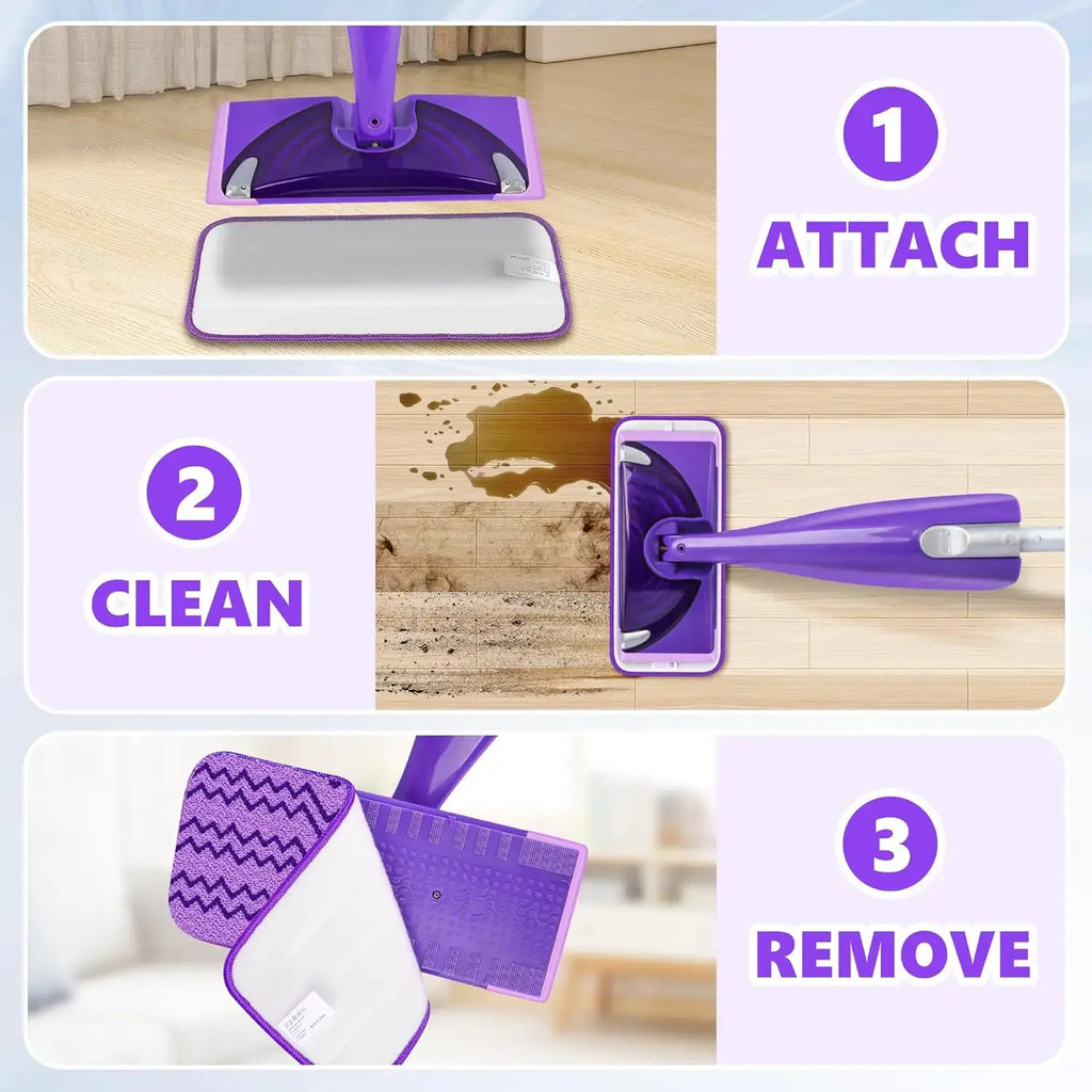 6 Pack Reusable Mop Pads Compatible with Swiffer Wet Jet Mops, Microfiber Wet Jet Pads Refills Washable Dry Wet Mopping Cloths for Swiffer WetJet 12" Mop All Purpose Hardwood Floor Cleaning, Purple