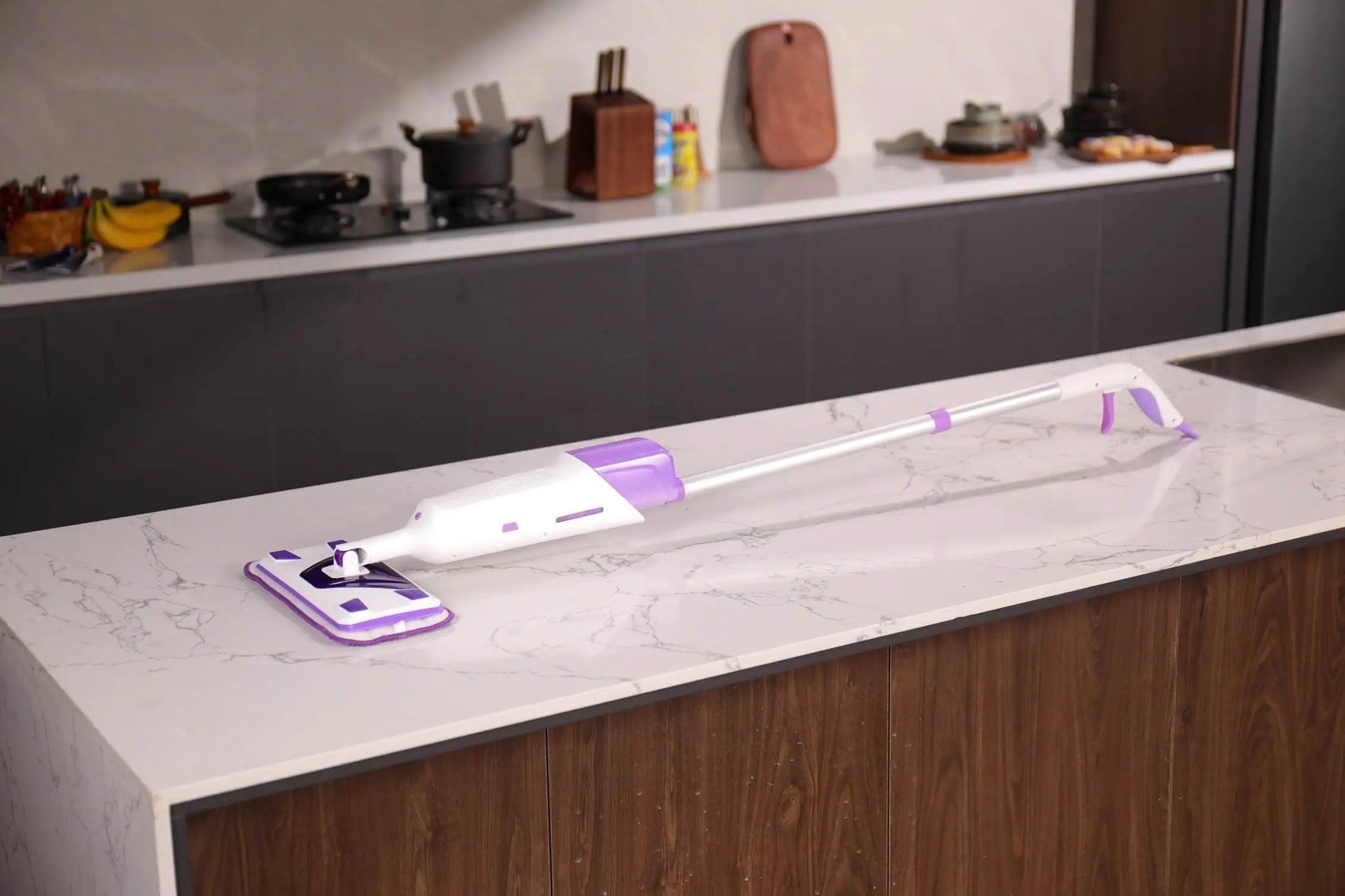 Double Bottle Spray Mop Series - Enspoway Dust Floor Mop with Washable Pads x3 for Wet Dry Home Bathroom Office Commercial for Hardwood Laminate Wood Marble Tiles Ceramic Floor Cleaning