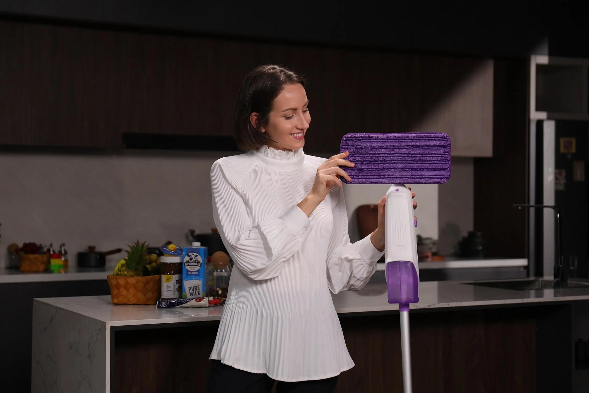 Double Bottle Spray Mop Series - Enspoway Dust Floor Mop with Washable Pads x3 for Wet Dry Home Bathroom Office Commercial for Hardwood Laminate Wood Marble Tiles Ceramic Floor Cleaning